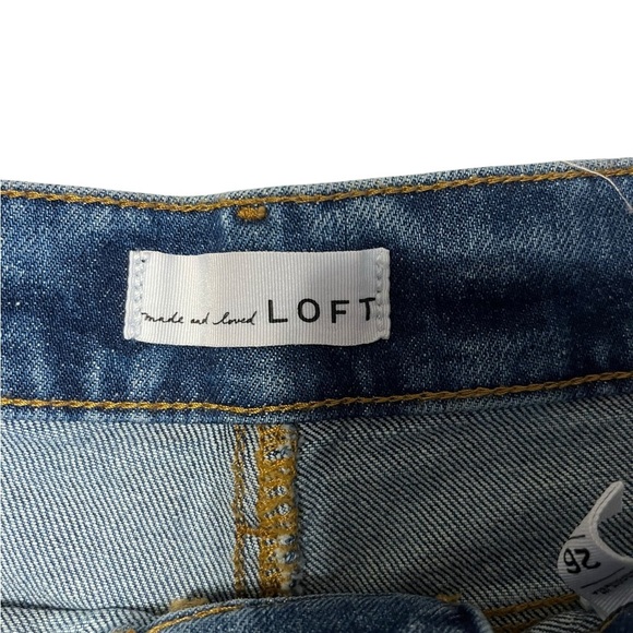 LOFT Dark Blue Jean Cutoff High Rise Shorts Size 26/2 - Picture 3 of 4